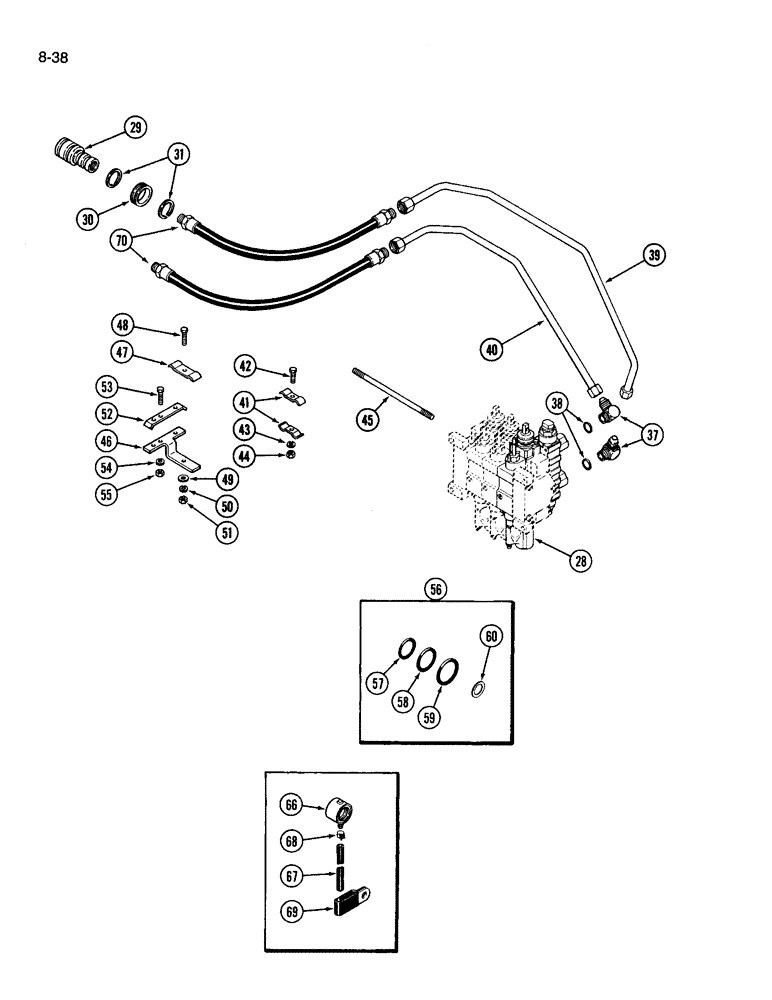 Схема запчастей Case IH 3594 - (8-038) - REMOTE HYDRAULICS ADD ON ATTACHMENT, THIRD CIRCUIT WITH LOAD (08) - HYDRAULICS