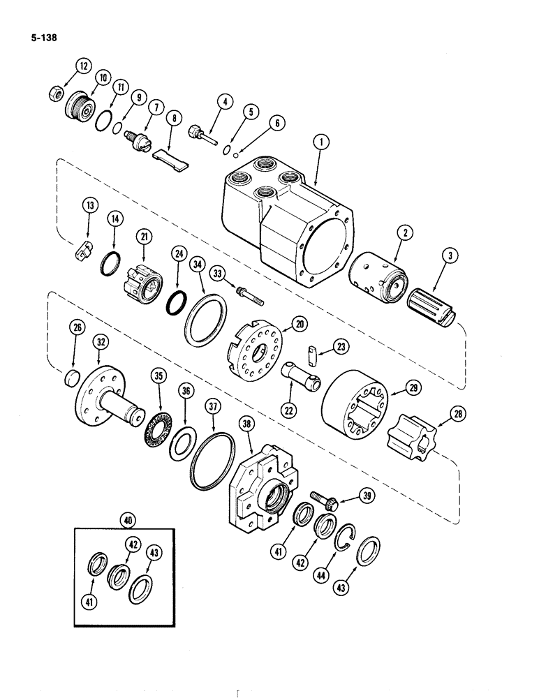 Схема запчастей Case IH 4490 - (5-138) - FRONT STEERING PUMP AND VALVE, P.I.N. 8860322 AND AFTER (05) - STEERING