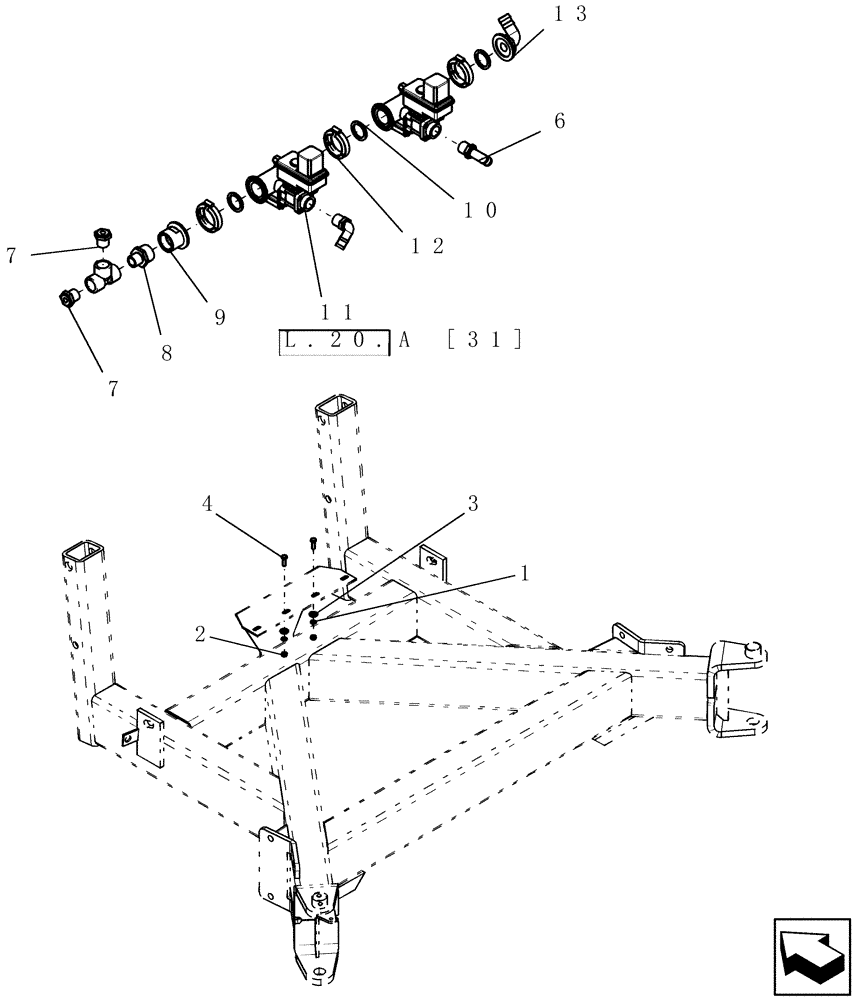 Схема запчастей Case IH SRX160 - (L.20.B[04]) - PLUMBING - SUSPENDED BOOM - DETAILS L - Field Processing