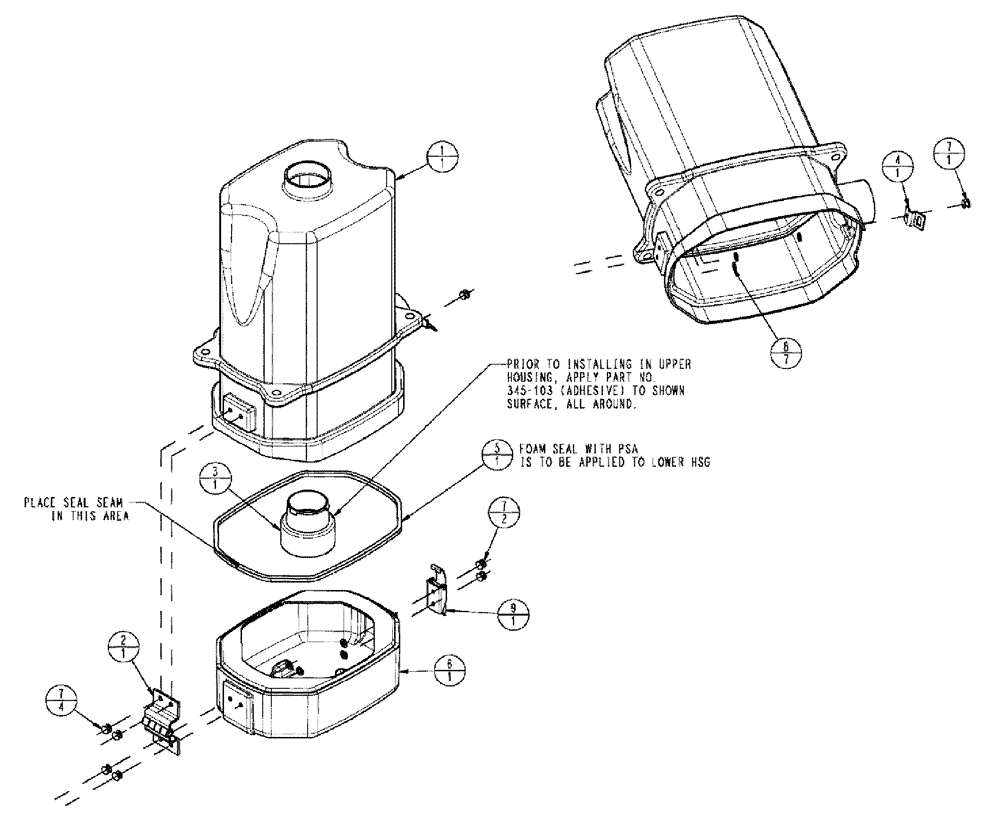 Схема запчастей Case IH TITAN 4020 - (01-019) - HOUSING, AIR CLEANER ASSEMBLY (10) - CAB