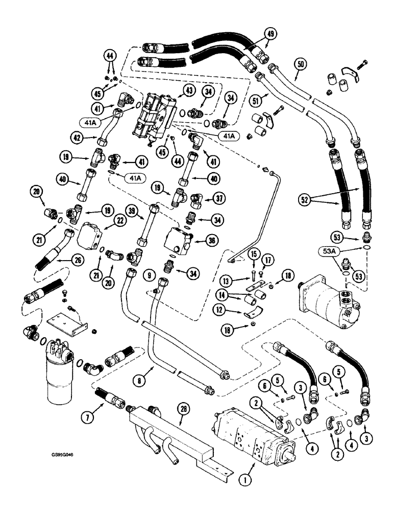 Схема запчастей Case IH 1670 - (8-52) - HEADER AND REEL DRIVE, SELECTOR VALVE SYSTEM (07) - HYDRAULICS