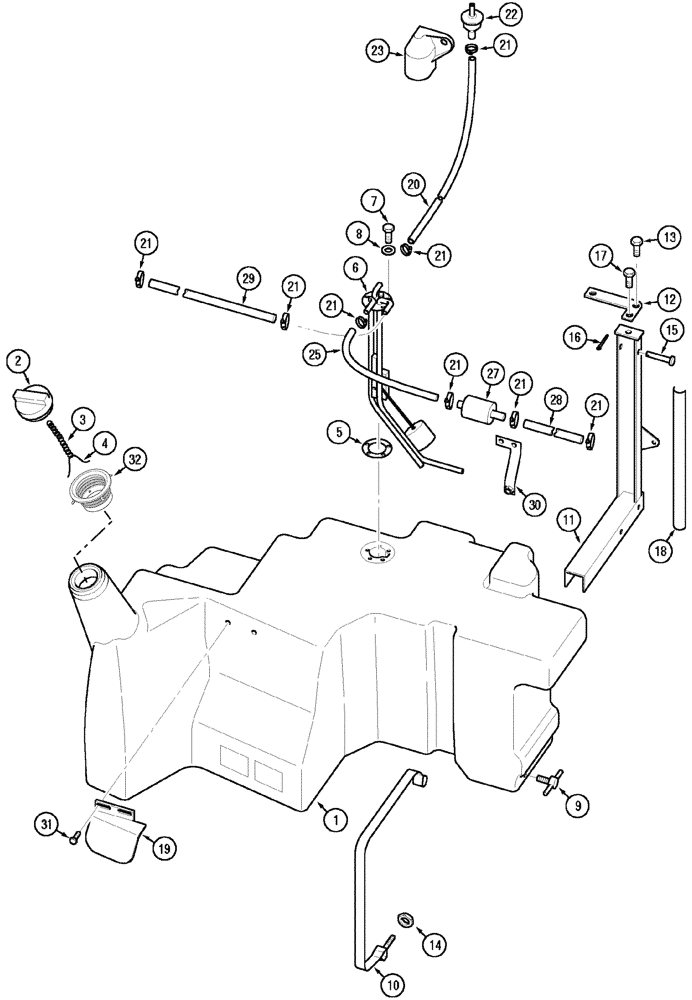 Схема запчастей Case IH CX80 - (03-11) - FUEL TANK AND PIPING (03) - FUEL SYSTEM