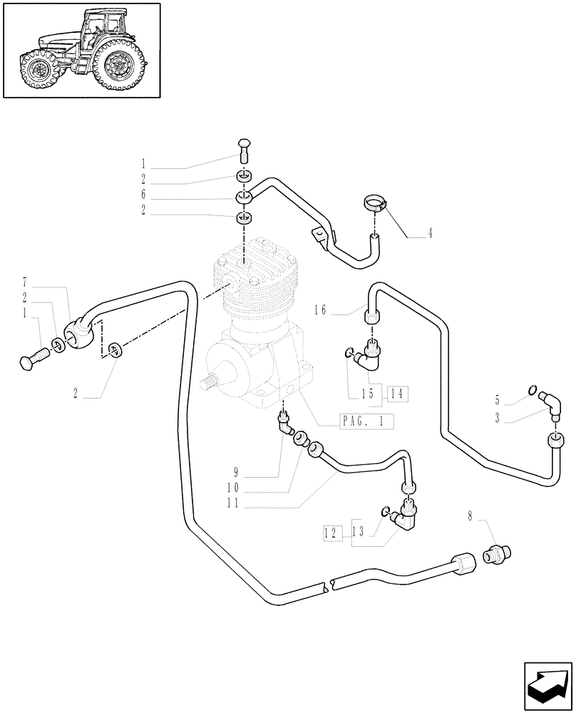 Схема запчастей Case IH MAXXUM 110 - (1.68.6[04A]) - TRAILER AIR BRAKE - PIPES - D5873 (VAR.332727-333727-332737-339737-332739-333739) (05) - REAR AXLE