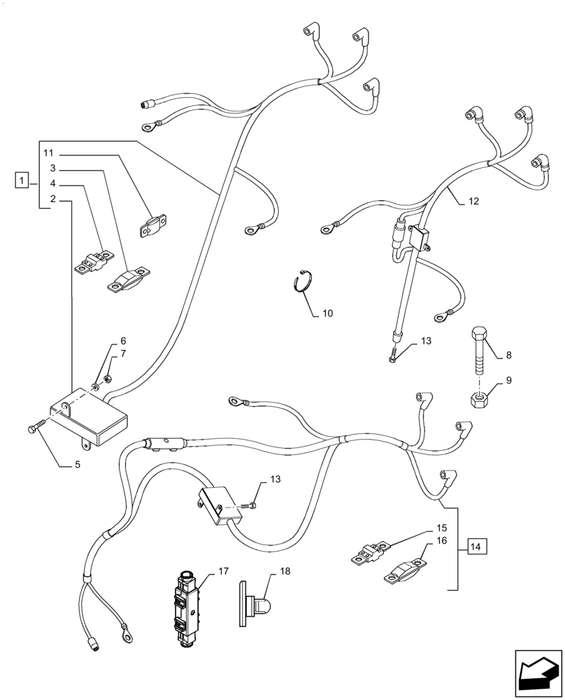 Схема запчастей Case IH MXU130 - (1.75.4[05]) - BATTERY CABLE (06) - ELECTRICAL SYSTEMS