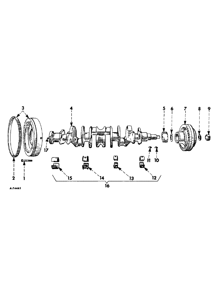 Схема запчастей Case IH 706 - (C-08) - CARBURETED ENGINES, CRANKSHAFT, FLYWHEEL AND BEARINGS (01) - ENGINE