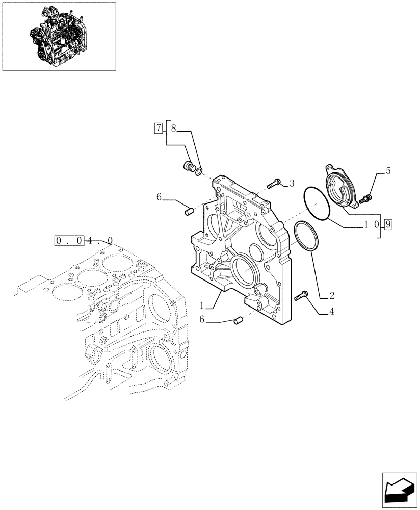 Схема запчастей Case IH MAXXUM 110 - (0.04.3/01) - CRANKCASE COVERS (STD + VAR.330003-332115-332116) (01) - ENGINE