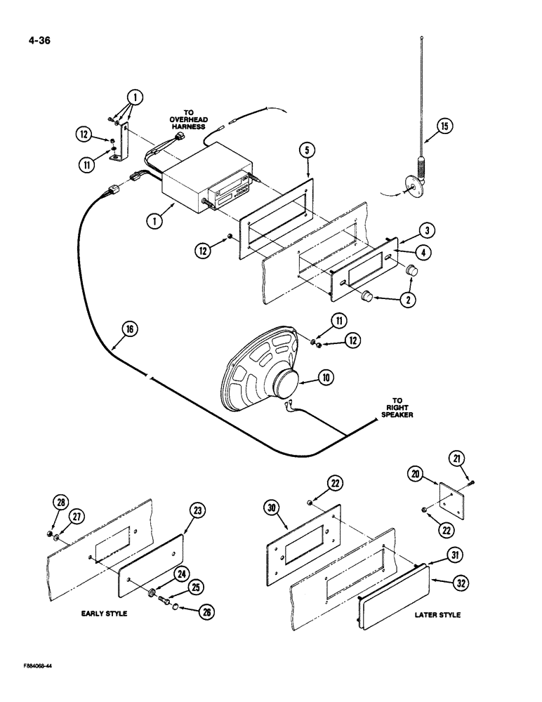 Схема запчастей Case IH 9190 - (4-36) - RADIO AND SPEAKERS (04) - ELECTRICAL SYSTEMS