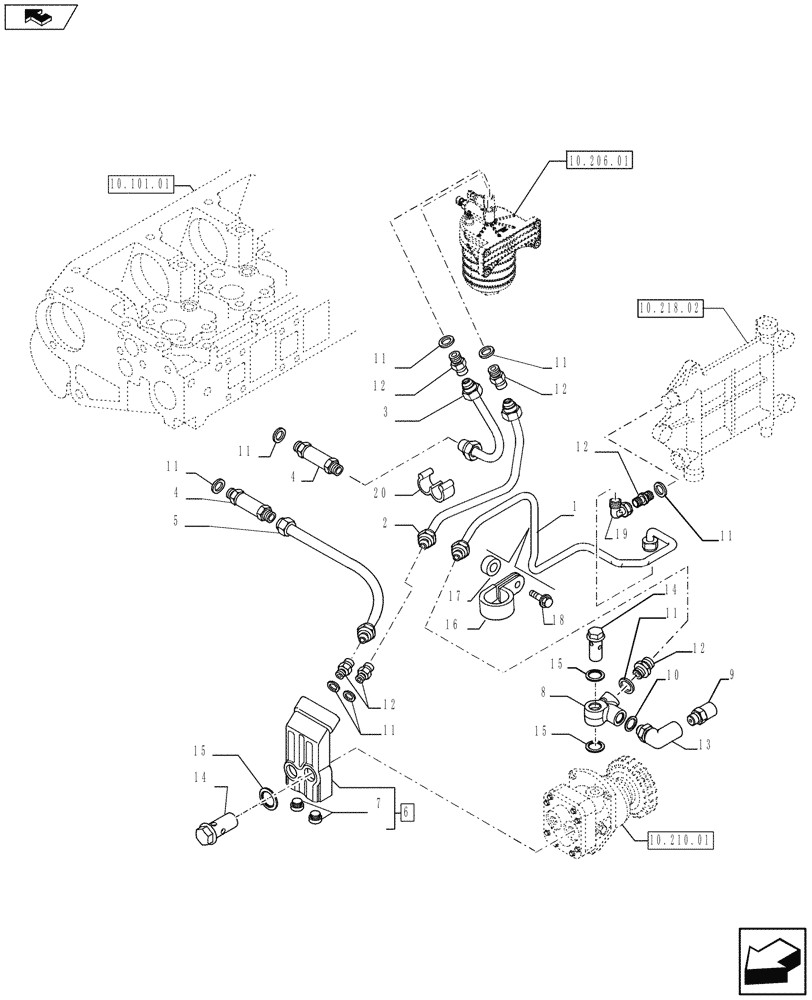 Схема запчастей Case IH F3AFE613A A002 - (10.218.01 01) - FUEL LINES & RELATED PARTS (504139466 - 504055381 - 504078280 - 504055384 - 5801375977/58) (10) - ENGINE