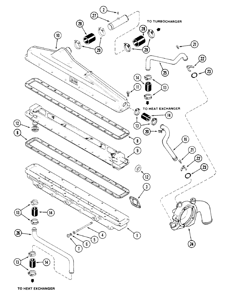 Схема запчастей Case IH 4694 - (2-018) - INTAKE MANIFOLD AND INTERCOOLER, 504BDTI DIESEL ENGINE (02) - ENGINE