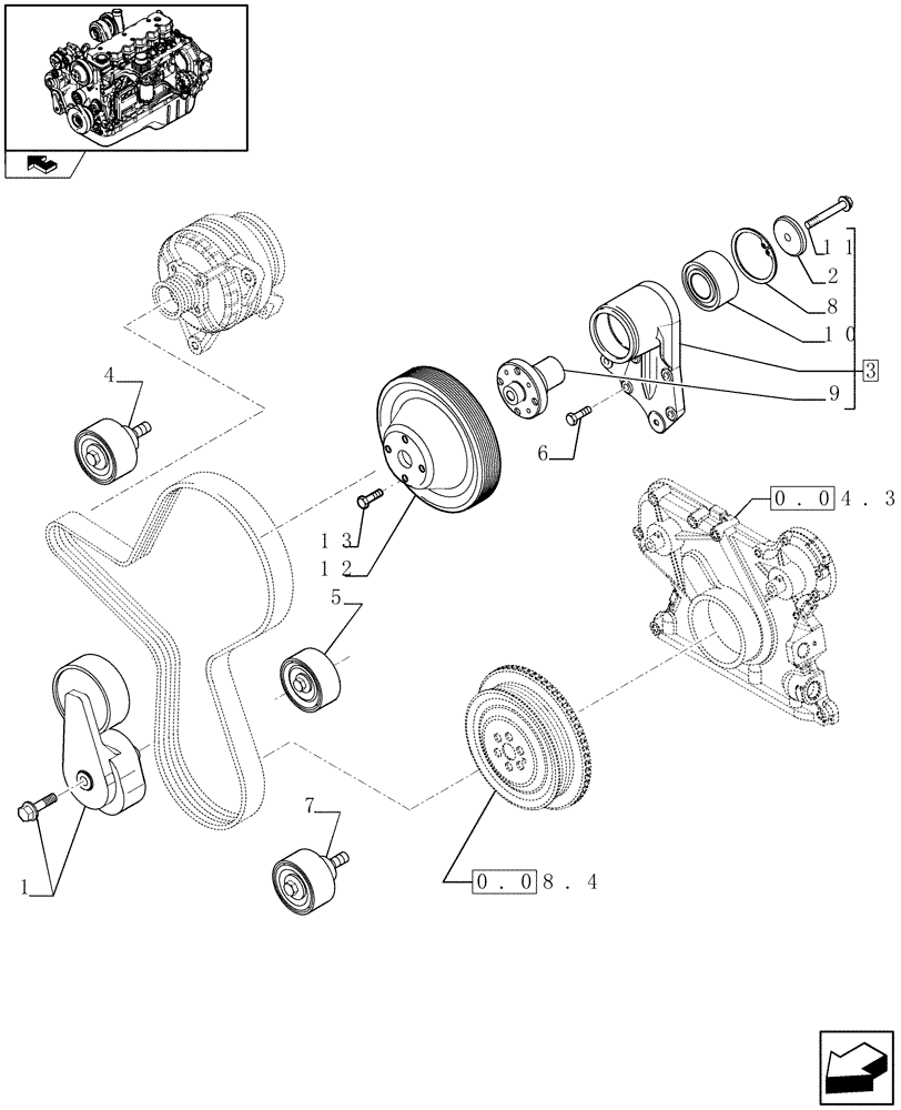 Схема запчастей Case IH F4HE9687S J100 - (0.34.5) - FAN DRIVE (2854590-2855347-2856375) 