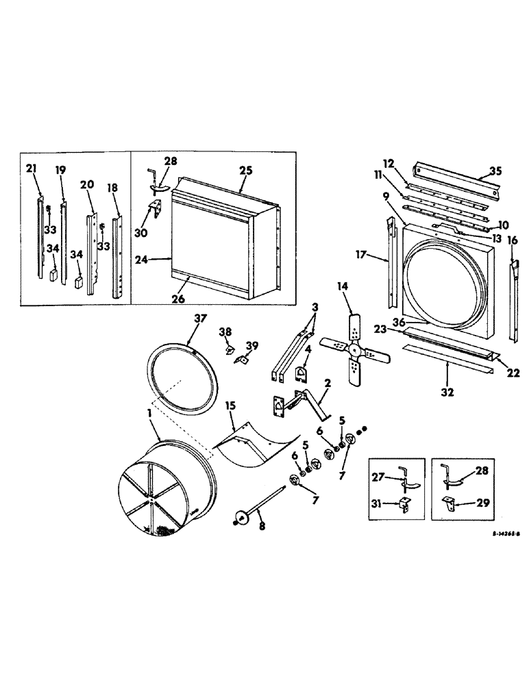 Схема запчастей Case IH 403 - (371) - RADIATOR ROTARY AIR SCREEN, FOR D-301 ENGINE, COMBINE SERIAL NO. 9957 AND ABOVE (10) - ENGINE