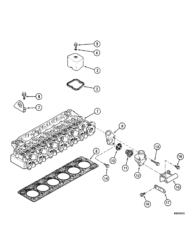 Схема запчастей Case IH 2144 - (2-35A) - CYLINDER HEAD COVERS AND GASKET, THERMOSTAT AND HOUSING, 6TA-590 ECE, COMBINE S/N JJC0173150 AND AFT (01) - ENGINE