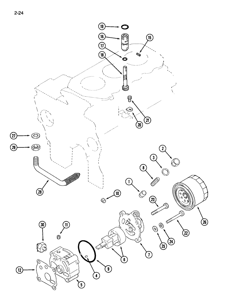 Схема запчастей Case IH 265 - (2-24) - OIL PUMP AND FILTER (02) - ENGINE