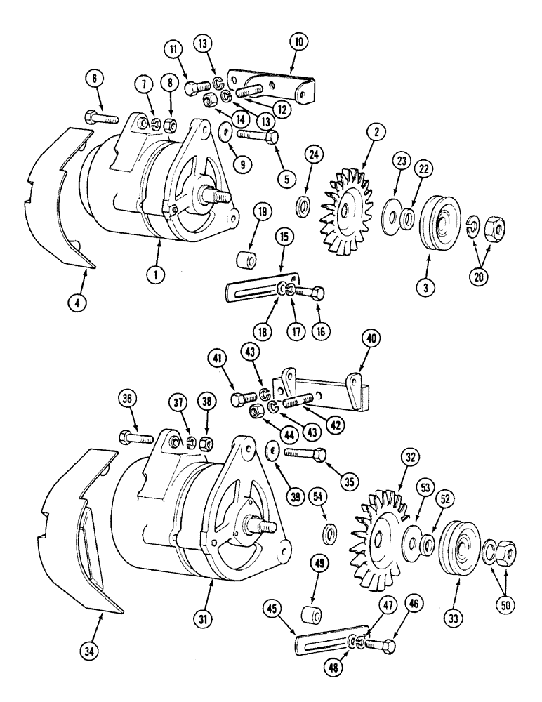 Схема запчастей Case IH 1494 - (4-080) - ALTERNATOR FITTINGS, ENGINES P.I.N. 11430950 AND AFTER (04) - ELECTRICAL SYSTEMS