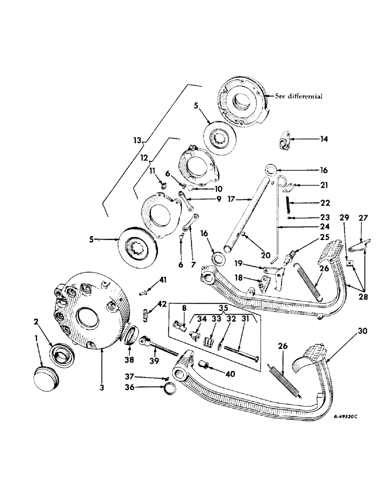 Схема запчастей Case IH 340 - (191) - BRAKES, BRAKES, BRAKE LOCK AND CONNECTIONS, CARBURETED ENGINE TRACTORS (5.1) - BRAKES