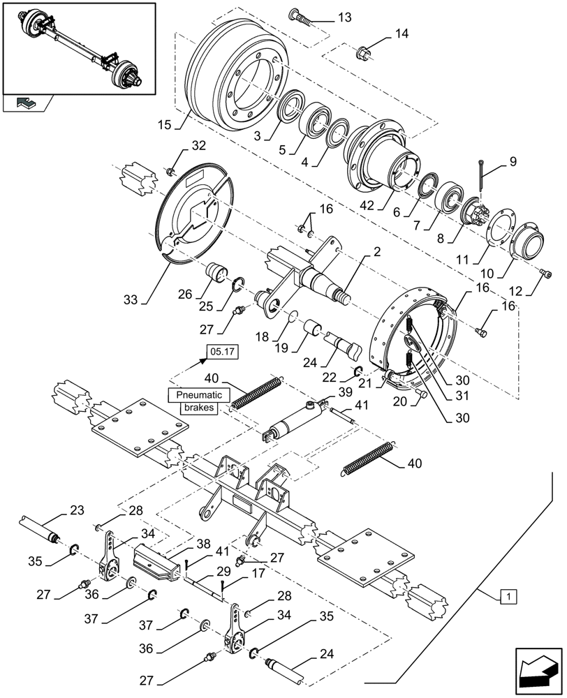 Схема запчастей Case IH LBX432R - (05.05[01]) - SINGLE AXLE WITH BRAKES (05) - AXLE