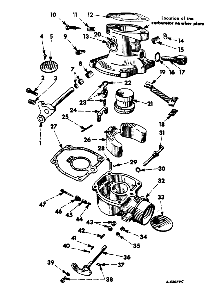 Схема запчастей Case IH 460 - (025) - FUEL SYSTEM, CARBURETOR, GASOLINE, I. H. 1-1/4 INCH UPDRAFT (02) - FUEL SYSTEM