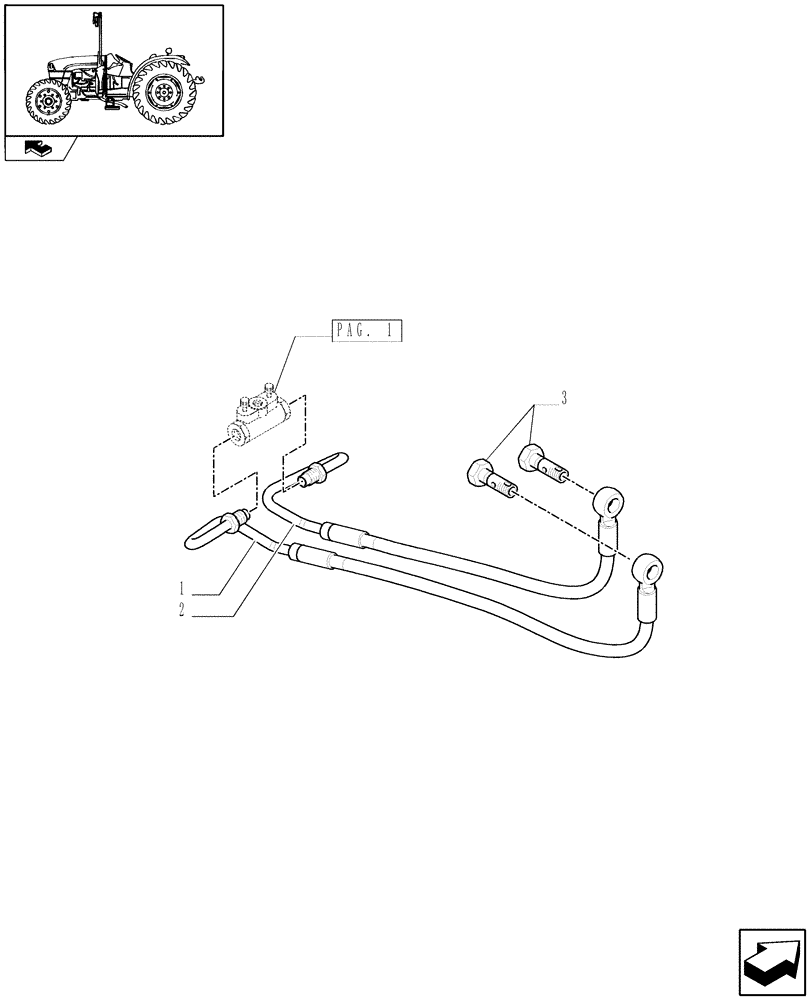 Схема запчастей Case IH FARMALL 65C - (1.68.5/01[02]) - FRONT AXLE WITH FRONT BRAKE (40 KM/H) - PIPES (VAR.331324-331329-332329-335329) (05) - REAR AXLE