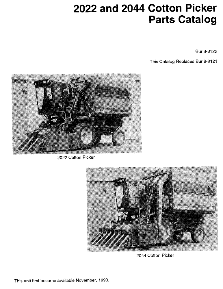 Схема запчастей Case IH 2022 - (1-01) - 2022 AND 2044 COTTON PICKER PARTS CATALOG (00) - PICTORIAL INDEX