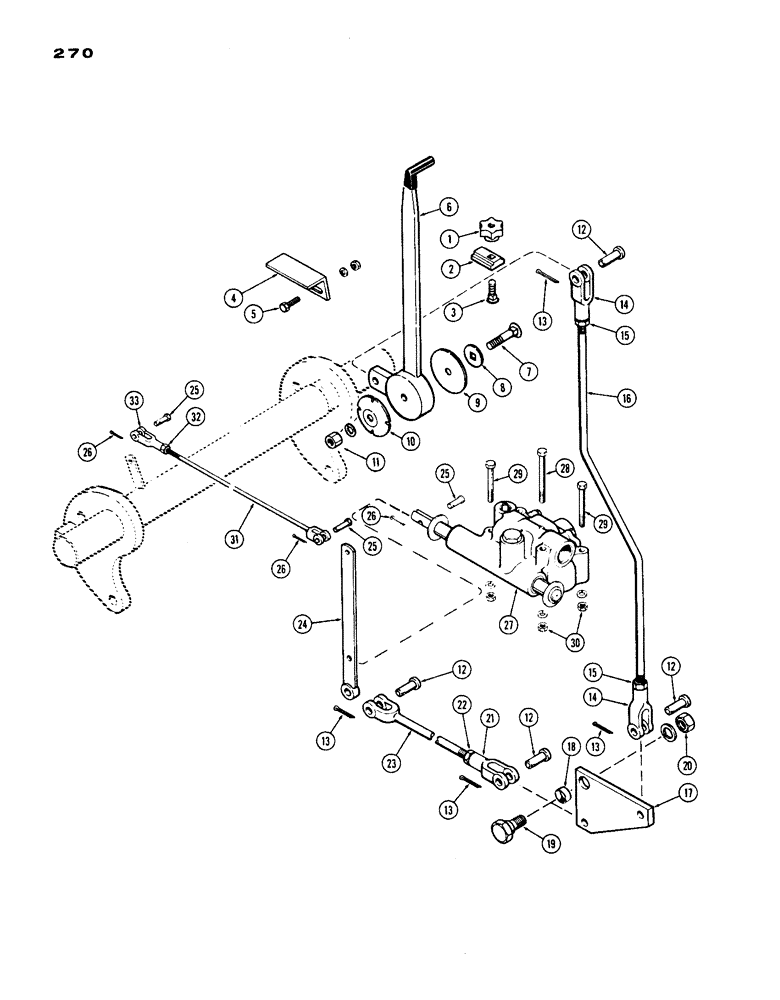 Схема запчастей Case IH 1200 - (270) - THREE POINT HITCH CONTROL LEVER LINKAGE (08) - HYDRAULICS