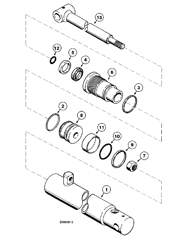 Схема запчастей Case IH 2450 - (4-44) - BUCKET CYLINDER, 2-1/2 INCH BORE X 22-3/8 INCH STROKE 