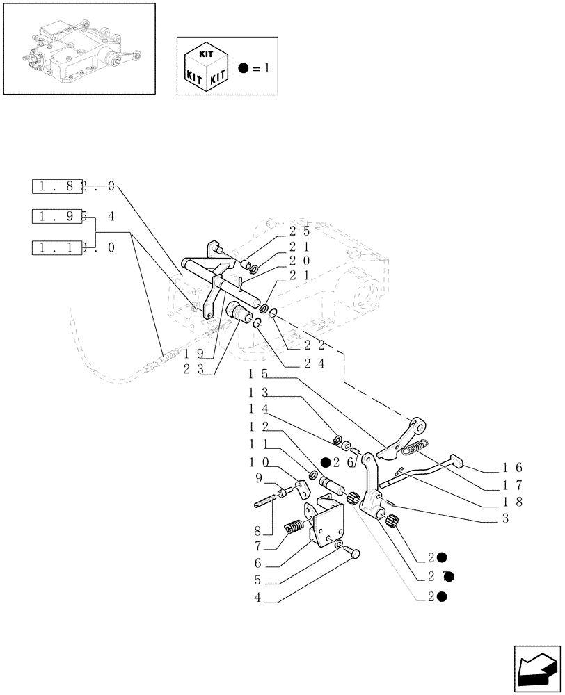 Схема запчастей Case IH JX1100U - (1.82.5[02]) - LIFT - CONTROL PARTS (07) - HYDRAULIC SYSTEM