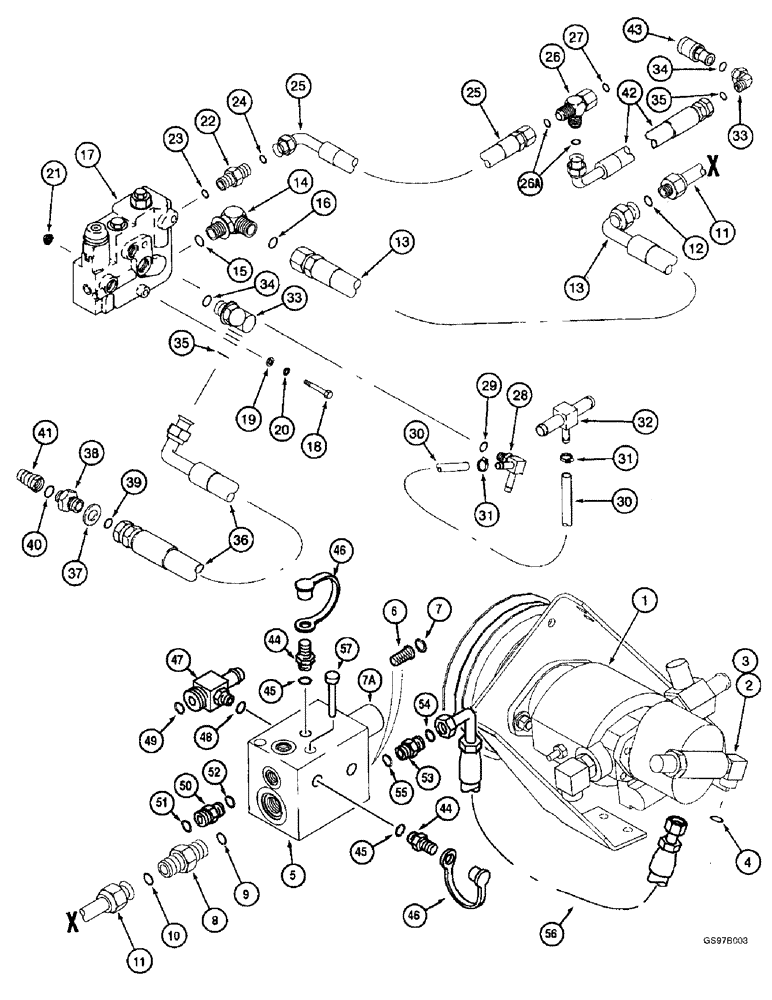 Схема запчастей Case IH 2188 - (8-43C) - REEL DRIVE SYSTEM, COMBINE P.I.N. JJC0191483 AND AFTER (07) - HYDRAULICS