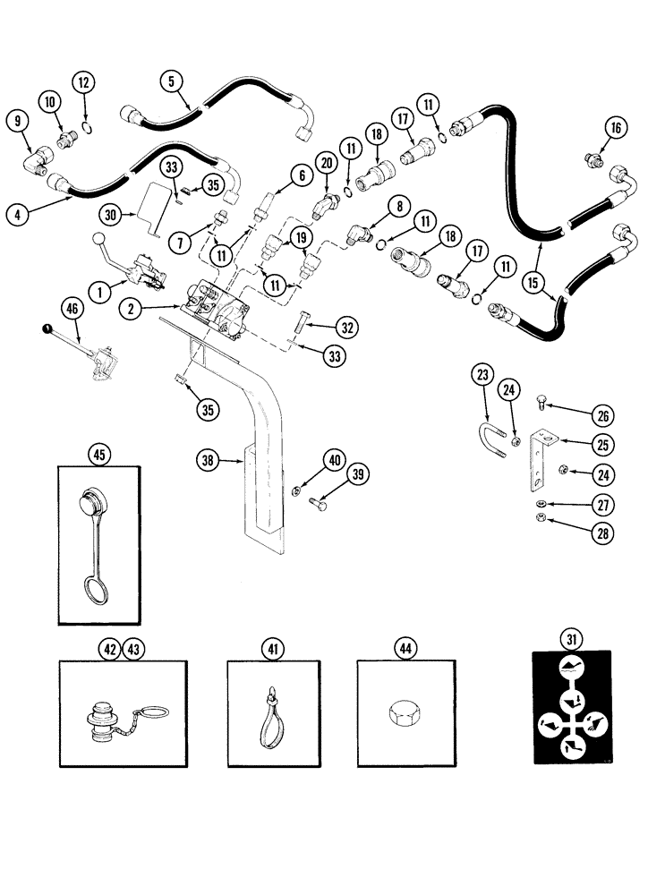 Схема запчастей Case IH 2255 - (8-10) - 1980799C1 CONTROL HYDRAULICS, TRACTORS WITHOUT CAB (08) - HYDRAULICS