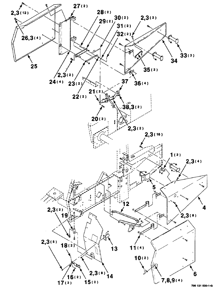 Схема запчастей Case IH 8465 - (7-14) - SHIELDS ASSEMBLY, LOWER SIDE (12) - MAIN FRAME