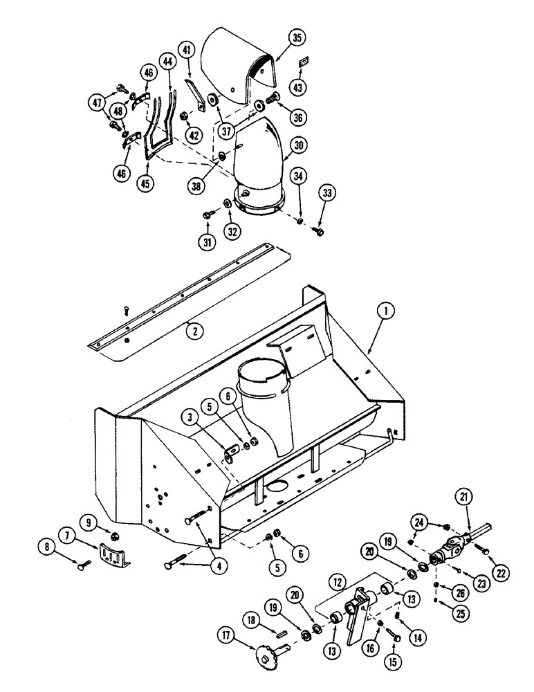 Схема запчастей Case IH 54FMS - (40) - AUGER HOUSING AND DISCHARGE CHUTE, 54 FMS SNOW THROWER 