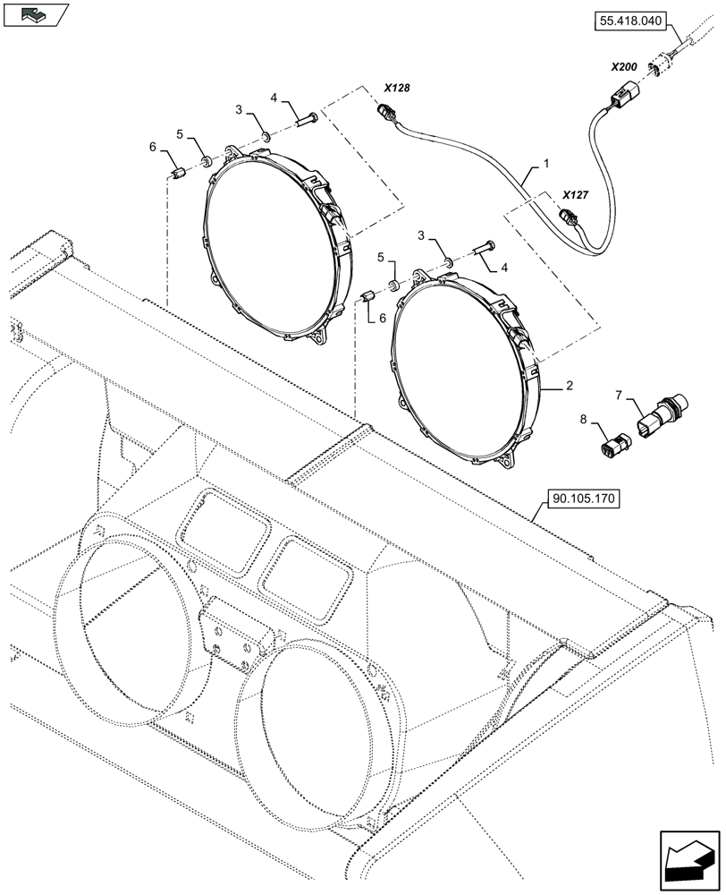 Схема запчастей Case IH LB334S - (55.100.030) - KNOTTER CLEANING FANS (55) - ELECTRICAL SYSTEMS