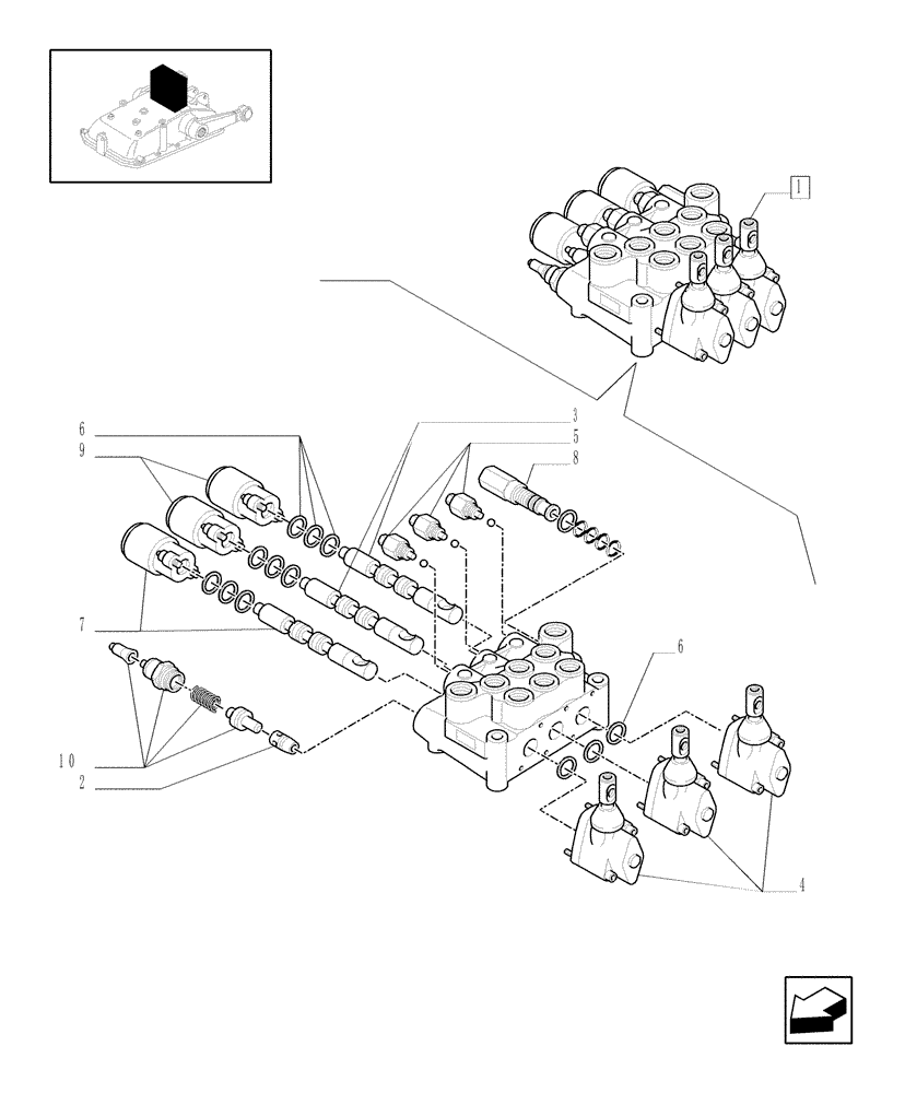 Схема запчастей Case IH JX70 - (1.82.7/02B) - 3 CONTROL VALVES (2 S/D W/FLOAT W/KICK OUT + 1 S/D W/KICK OUT) - BREAKDOWN (07) - HYDRAULIC SYSTEM