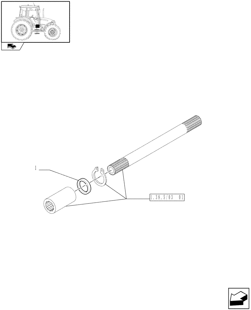 Схема запчастей Case IH FARMALL 60 - (1.38.5/03[02]) - 4WD WATER PROOF TRANSMISSION - SHIMS (VAR.330449) (04) - FRONT AXLE & STEERING