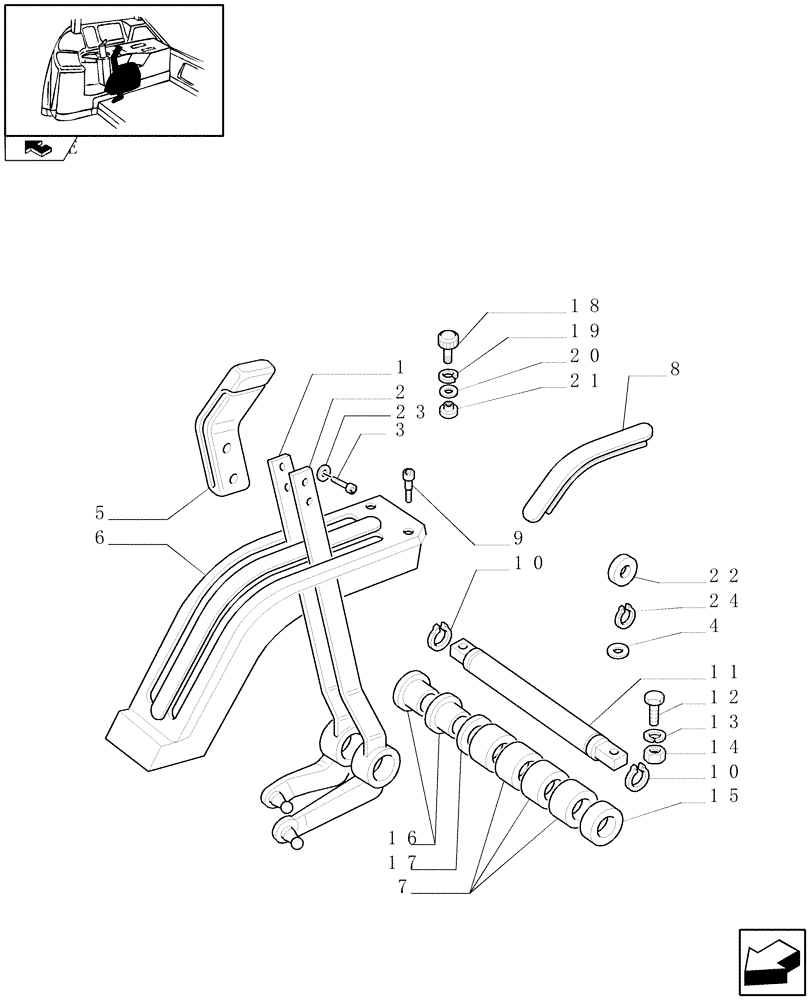 Схема запчастей Case IH FARMALL 105U - (1.96.1[03]) - LIFT EXTERNAL CONTROLS - LEVERS & SUPPORT - L/CAB (10) - OPERATORS PLATFORM/CAB