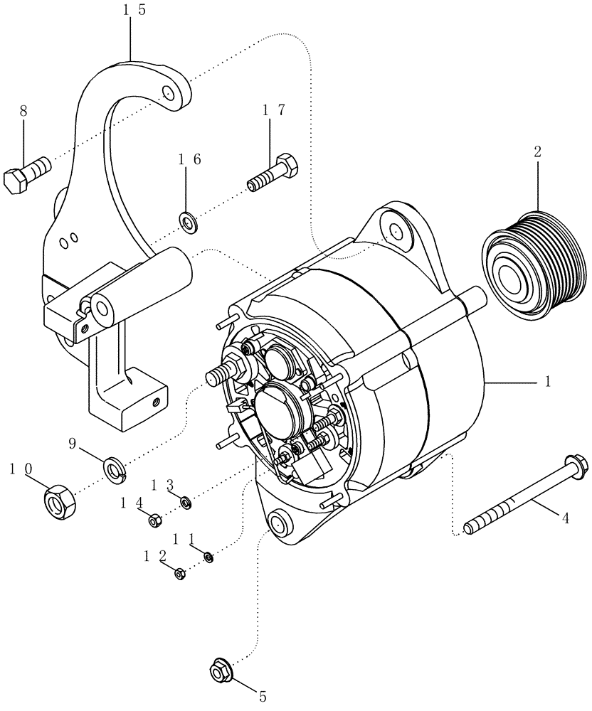 Схема запчастей Case IH MX255 - (04-18) - ALTERNATOR - MOUNTING, BSN JAZ135316 (04) - ELECTRICAL SYSTEMS