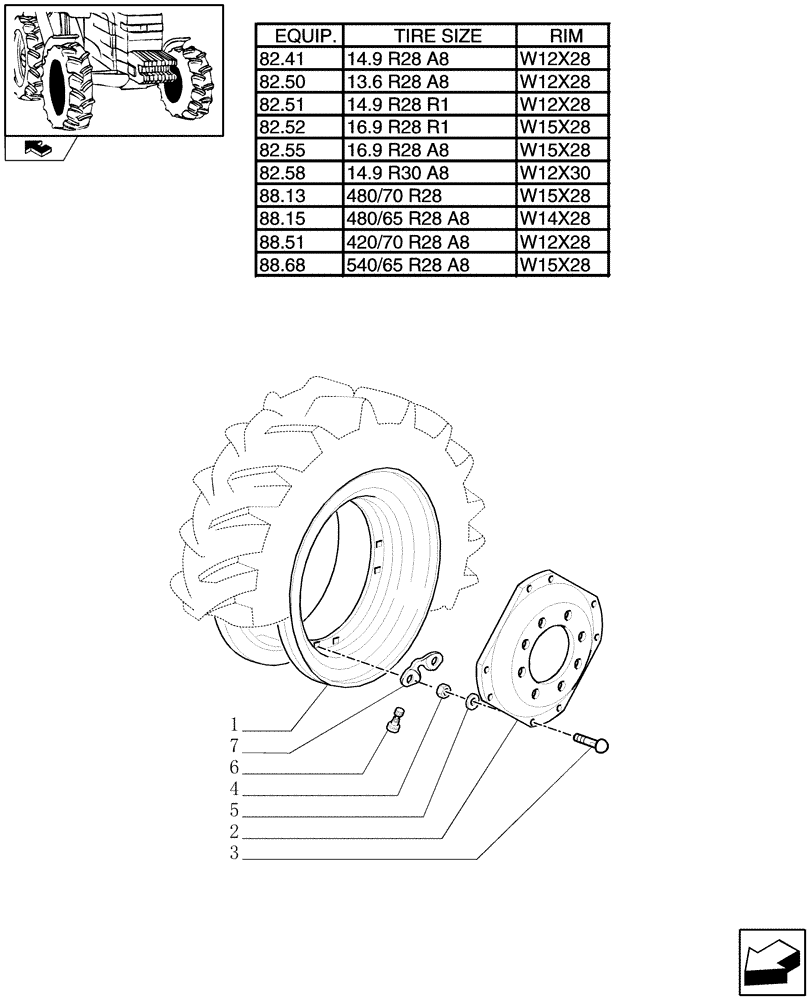 Схема запчастей Case IH PUMA 140 - (82.00[01]) - 4WD DRIVING WHEELS (11) - WHEELS/TRACKS