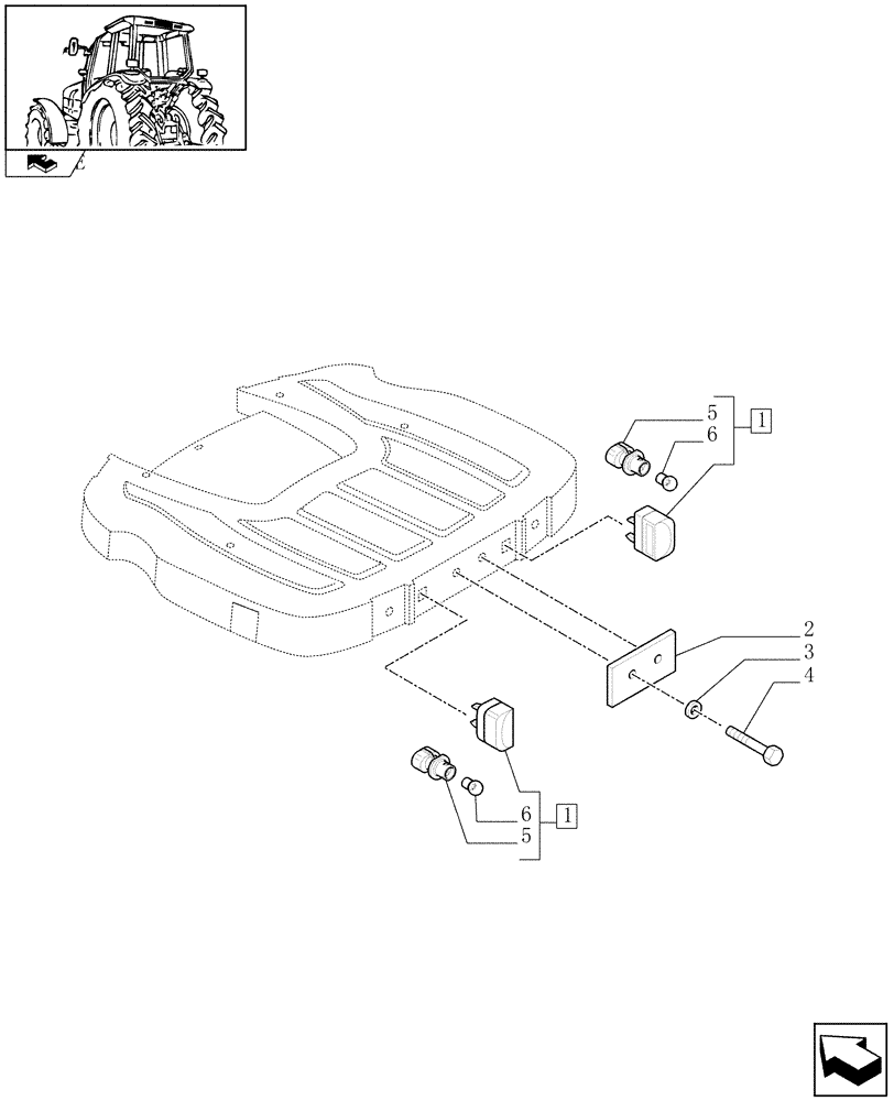 Схема запчастей Case IH PUMA 140 - (1.98.3) - LICENSE PLATE LAMP & SUPPORT, MOUNTING ON CAB ROOF (VAR.330956) (10) - OPERATORS PLATFORM/CAB