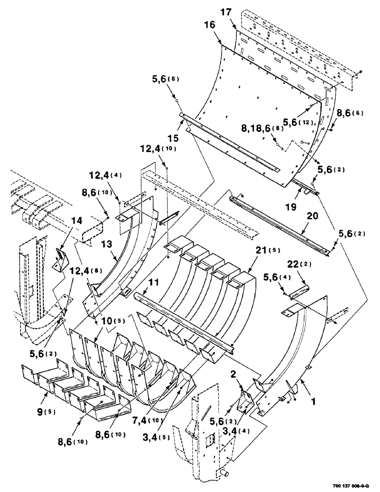 Схема запчастей Case IH 8585 - (5-10) - FEEDER CHUTE ASSEMBLY (13) - FEEDER