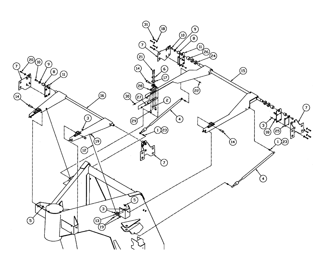 Схема запчастей Case IH FLX3300B - (04-014) - HOOD MOUNTING Frame & Suspension