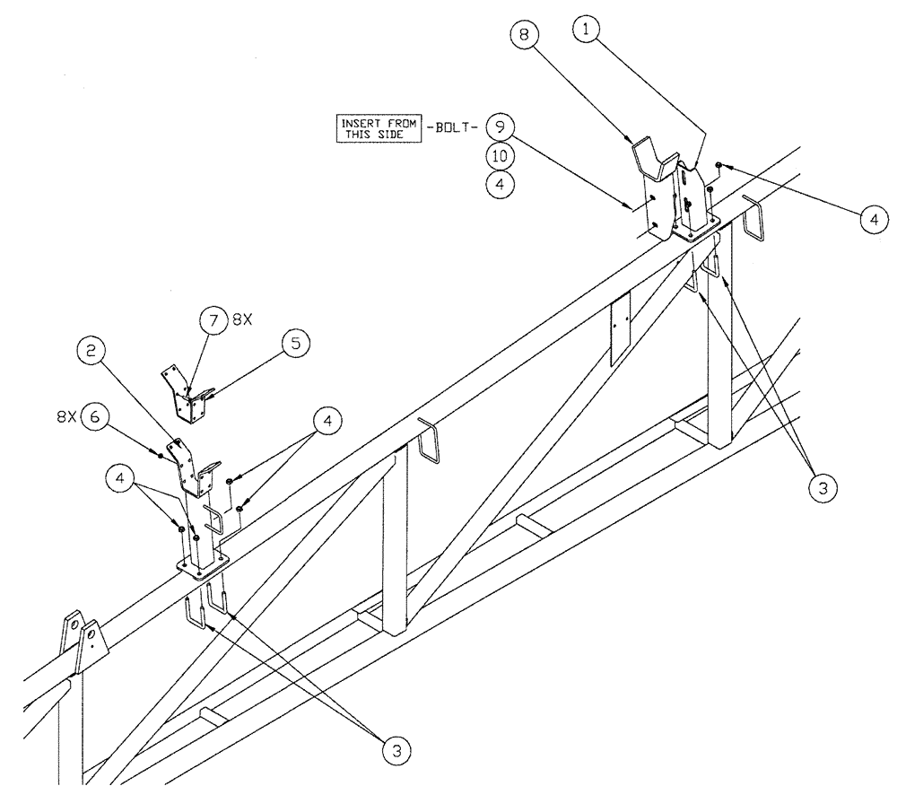 Схема запчастей Case IH SPX3200 - (08-014) - OUTER CRADLE ASSEMBLY - 90 (09) - BOOMS