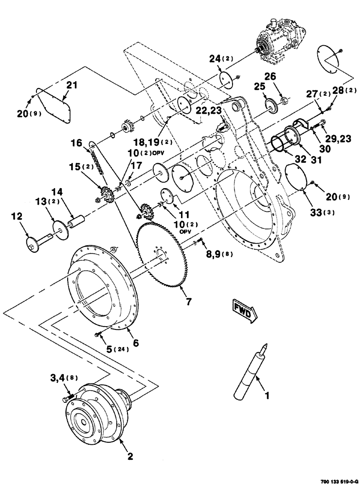 Схема запчастей Case IH 8870 - (06-04) - CHAIN CASE AND AXLE ASSEMBLY - RIGHT (14) - MAIN GEARBOX & DRIVE