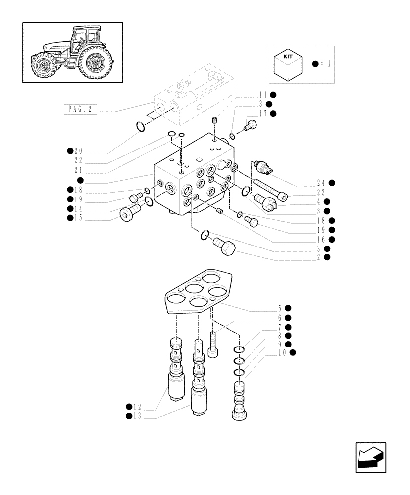 Схема запчастей Case IH MXU125 - (1.80.7/04[01]) - (VAR.269/1) CCLS FOR TRANSMISSION 24X24 (EDC) - CONTROL VALVE AND RELEVANT PARTS - 2WD (07) - HYDRAULIC SYSTEM