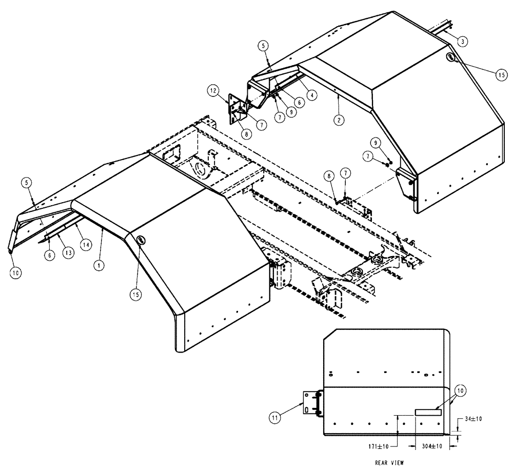 Схема запчастей Case IH FLX4010 - (10-003) - REAR FENDER GROUP, FLX4010 & FLX4510 Options