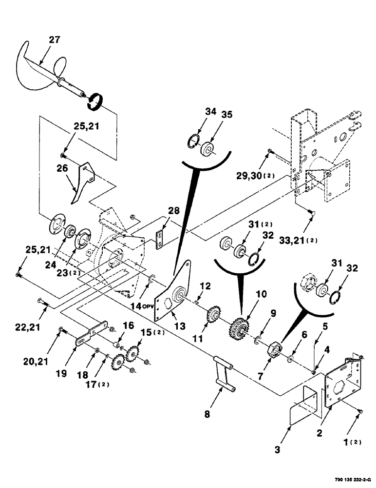 Схема запчастей Case IH RS551 - (2-26) - STUFFER, AUGER AND DRIVE ASSEMBLIES, LEFT Driveline