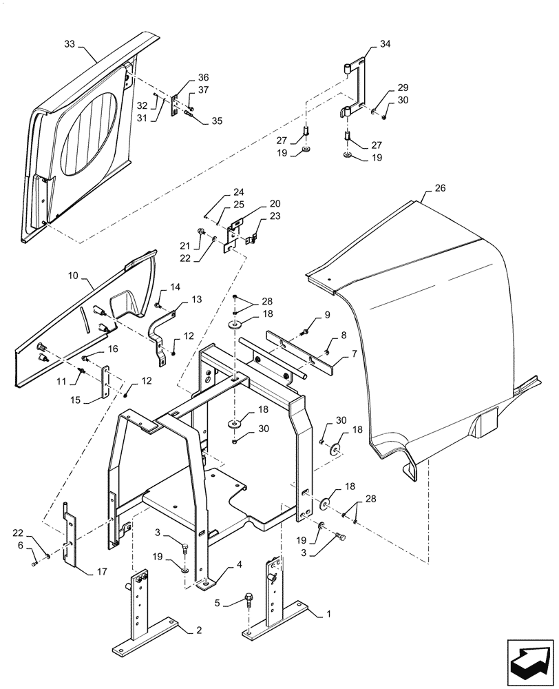 Схема запчастей Case IH MX200 - (09-11) - HOOD FIXED (09) - CHASSIS/ATTACHMENTS