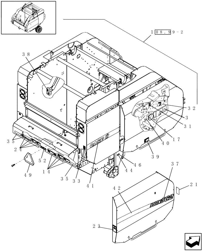 Схема запчастей Case IH RBX562 - (08.99[1]) - DECALS, RH, NORTH AMERICA (08) - SHEET METAL/DECALS