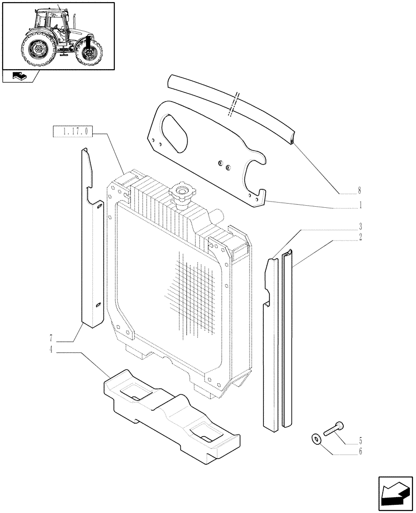 Схема запчастей Case IH FARMALL 90 - (1.17.5) - RADIATOR - SEALS (02) - ENGINE EQUIPMENT