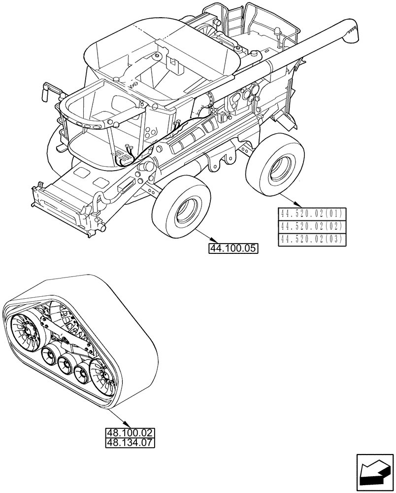 Схема запчастей Case IH 7010 - (44.000.00) - SECTION INDEX - AXLE AND WHEELS (44) - WHEELS