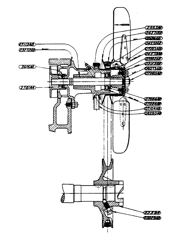 Схема запчастей Case IH D-SERIES - (040) - FAN AND WATER PUMP ASSEMBLY, D, DC, DO, DV (02) - ENGINE