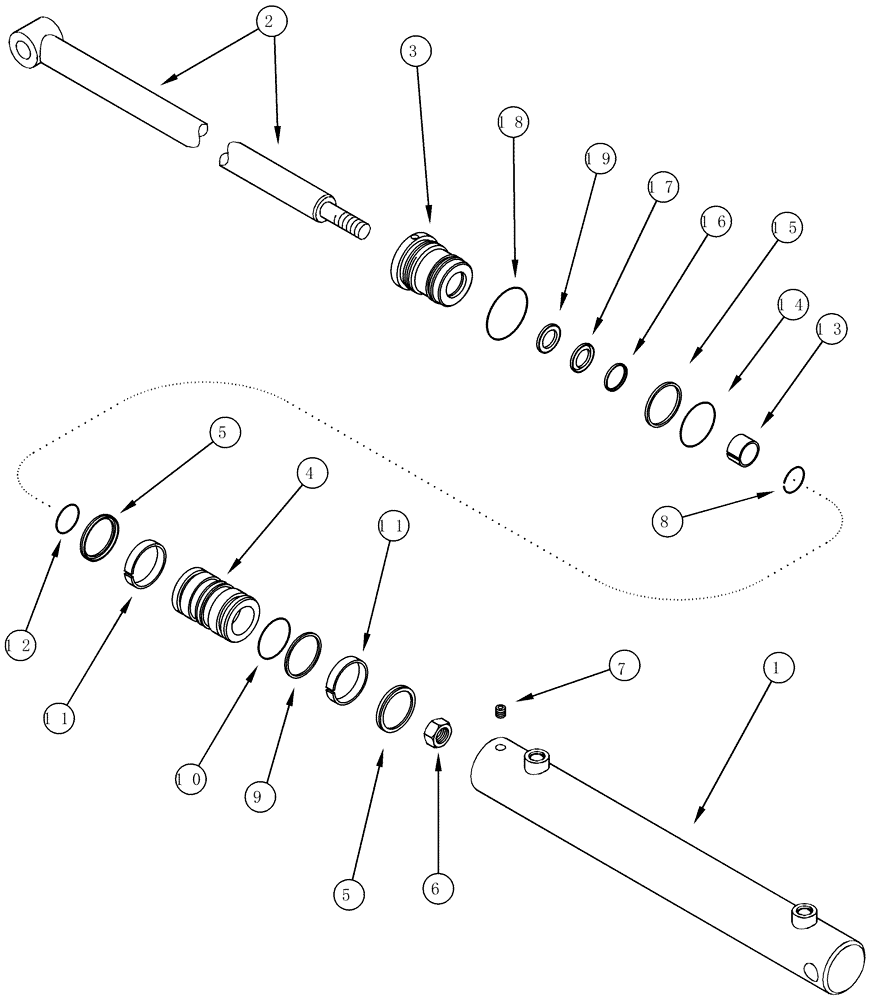 Схема запчастей Case IH CPX610 - (08-36) - BASKET DOOR CYLINDER - BSN JJC0250100 (07) - HYDRAULICS